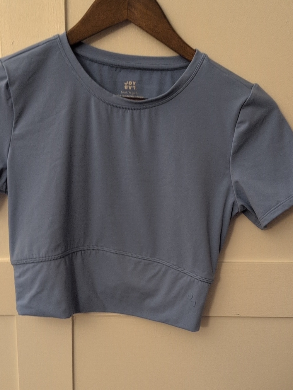 JoyLab Dusty Blue Crop Top — Short Sleeve Active Tee